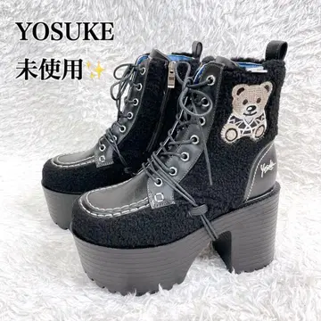 요스케 통굽 부츠 YOSUKE 레이스업 부츠 숏 곰 자수 M