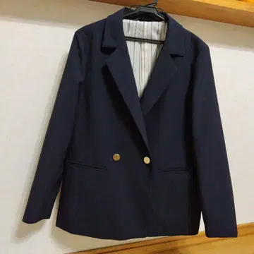 네이비 더블 버튼 테일러드 자켓