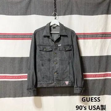 90sUSA제 GUESS 블랙 데님 자켓 흑먹색 설퍼 블랙