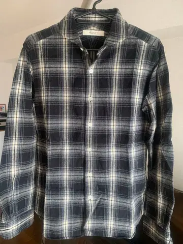 EDIFICE 체크 무늬 긴팔 셔츠 블랙/화이트