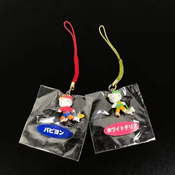 헬로키티 스트랩 강아지와 산책 화이트 테리어 파피용 Sanrio