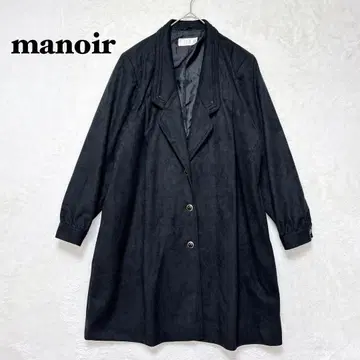 마노아르 스텐카라 코트 롱 기장 블랙 스웨이드 느낌 심플 무지