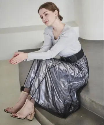 샤이니 라메 튤 오버 스커트