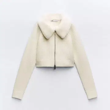 ZARA 인조 모피 칼라 니트 스웨터