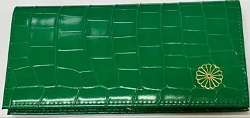 황궁 한정품 신 디자인 그린 국화 문장 장지갑