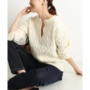 SLOBE IENA 슬로브 이에나*케이블 짜임 니트*화이트