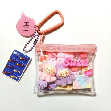 가챠 파우치 키링 몬스터 핑크 퍼플