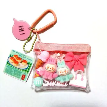 가챠 파우치 키링 몬스터 핑크 그린