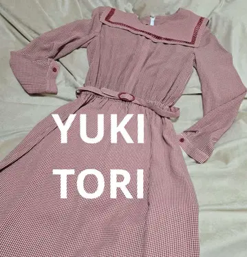 YUKI TORI 빨간색과 화이트 깅엄 체크 원피스 청순함 속의 세련됨