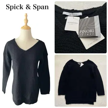 [ Spick & Span ] V넥 니트 블랙 택 포함 이탈리아 원단
