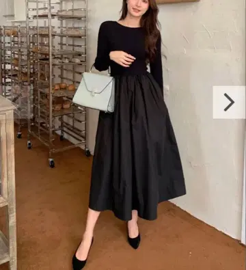 벌스데이 바쉬 니트 콤비네이션 드레스 블랙 S