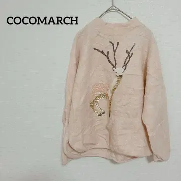 COCOMARCH 루돌프 자수 핑크 니트 코코마치 복슬복슬 긴팔