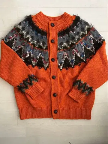 COOHEM 오렌지 노르딕 무늬 가디건