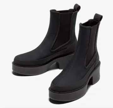 블랙 사이드 고어 부츠 플랫폼 힐