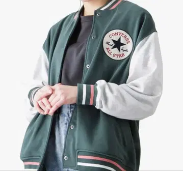 컨버스 배색 절개 바시티 자켓 점퍼 겉옷 자켓 그린