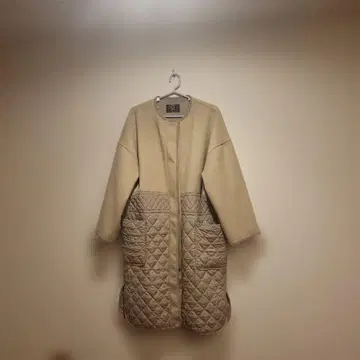 cardo fabrica 울 x 퀼팅 롱 코트