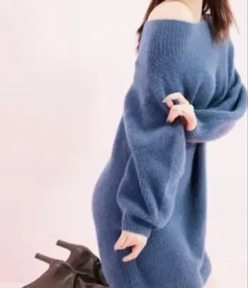 SNIDEL 라쿤 미니 니트 원피스 NVY