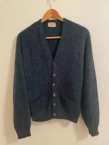 60년대 초기 BRENT 금색 택 모헤어 가디건 니트