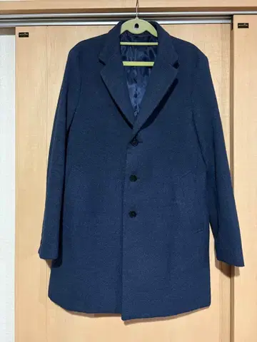 네이비 체스터 코트 3개 버튼