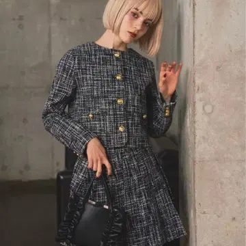 트위드 자켓 & 플레어 스커트 셋업