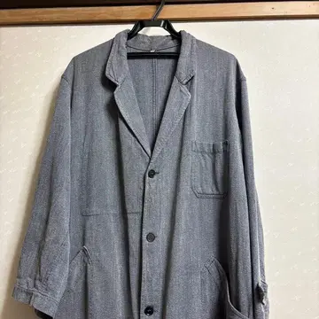 블랙 샴브레이 아틀리에 코트 vintage 프랑스