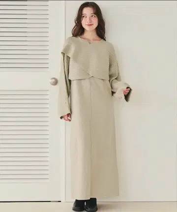 titivate 카슈쿨 리브 상의 니트 세트 원피스