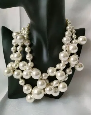 진주 3줄 패션 목걸이 대형