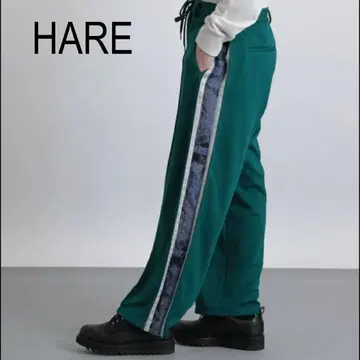 HARE 시크릿 라인 팬츠 하레 라인 팬츠 그린 자카드