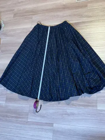 45R 네이비 체크 무늬 플리츠 스커트
