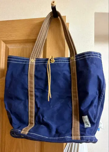 이치자와 신사부로 캔버스 H04 대 네이비 x 브라운 토트백