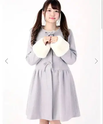 Ank Rouge 3개 리본 개더 코트 블루 라벤더