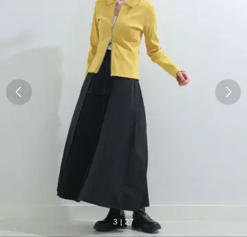 블랙 플리츠 롱 스커트