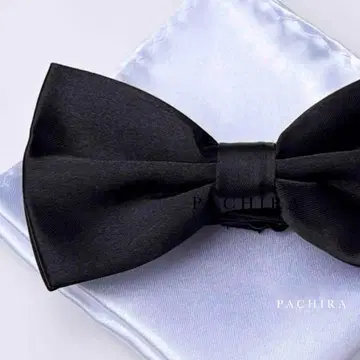 나비 넥타이 치프 블랙 블랙 심플 세트