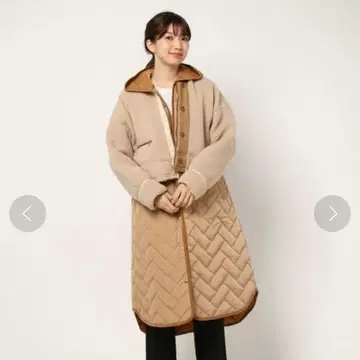 Eimee Law 보아&퀼트 레이어드 코트 38 베이지색