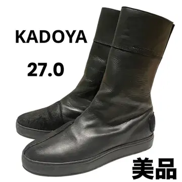 [새상품급] KADOYA 부츠 하이 스니커즈 사이드 지퍼 가죽 블랙
