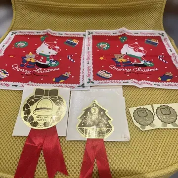 헬로키티 크리스마스 손수건 2개 & 기프트 씰 1992년 레어