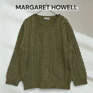 MARGARET HOWELL 케이블 짜임 스웨터 카키 계열