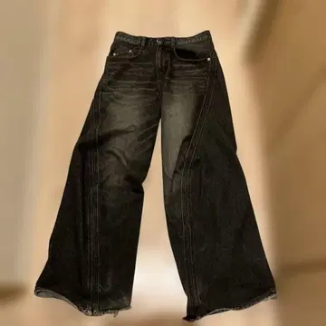 NVRFRGT 블랙 와이드 레그 데님