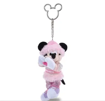 미키 봉제 인형 키링 키체인 핑크