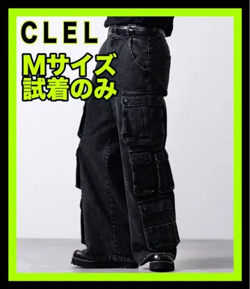 [ CLEL ] 클레일 빈티지 데님 카고 팬츠 블랙 완판템 M 사이즈