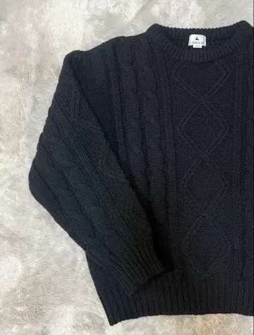 LASKON 케이블 니트 긴팔 스웨터 블랙