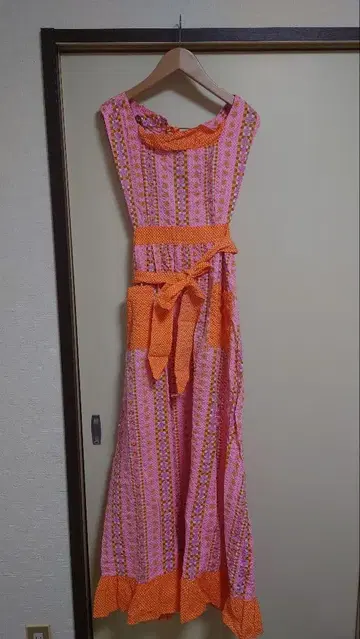 70s 빈티지 에이프런 원피스 블록 패치워크 체크