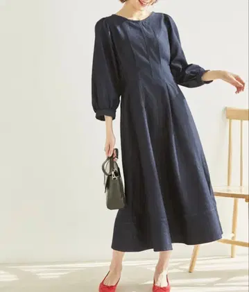 ROPE PICNIC 허리 턱 데님 롱 원피스