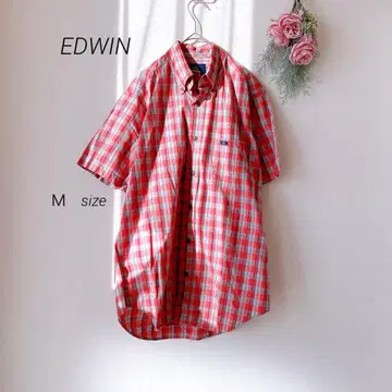 에드윈 EDWIN 에드윈 스포츠 체크 반팔 (M) 레드