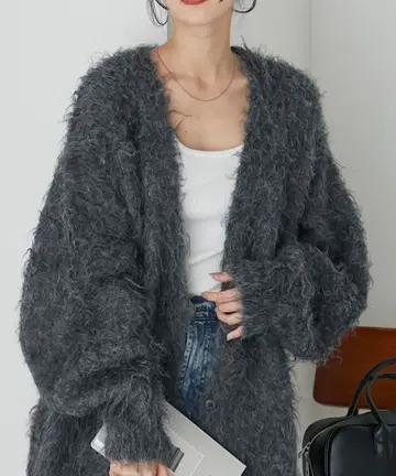 [ 새상품급 ] forksy. 그레이 몬스터 샤기 니트 가디건