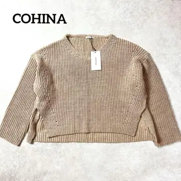 [ 미사용품 ] COHINA 코히나 슬릿 v넥 니트 풀오버
