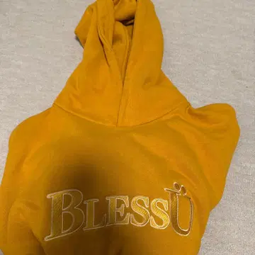 Bless 자수 로고 머스타드 후드티