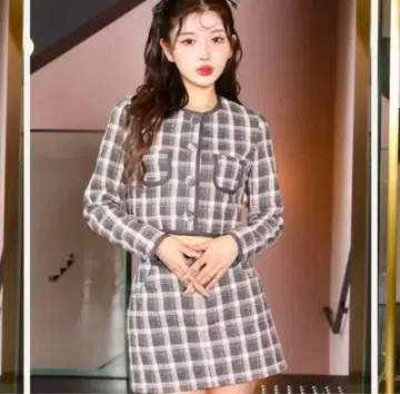 Darich 체크 트위드 숏 자켓 셋업