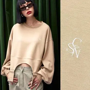 casane CSN 카사네 불규칙 밑단 풀오버 맨투맨 숏