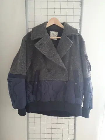 블랑 바스크 소프트 멜톤 x 충전솜 퀼팅 이소재 블루종 코트